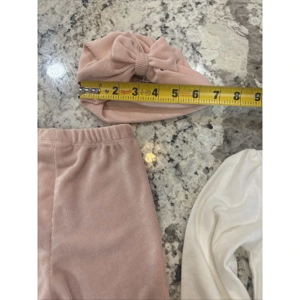 Juicy Couture Baby Girl Set Top Bottoms Hat Heart Style‎ Fashionista Comfy